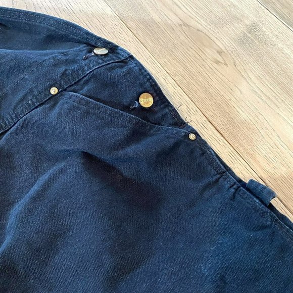CARHARTT Vintage OVERALLS CARPENTER DOUBLE KNEE Black Distressed Mens 52 x 32 - Picture 4 of 7